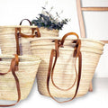 Handmade Straw Bag with Leather - French Market Chic