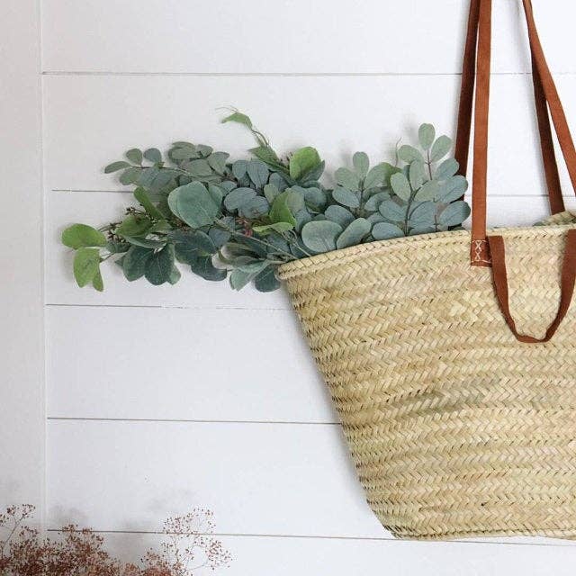 Handmade Straw Bag with Leather - French Market Chic