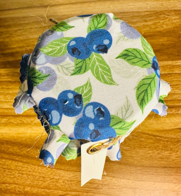 Fabric jar covers - blueberries