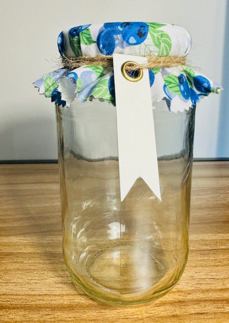 Fabric jar covers - blueberries