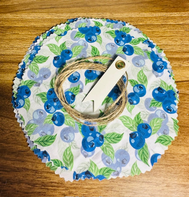 Fabric jar covers - blueberries
