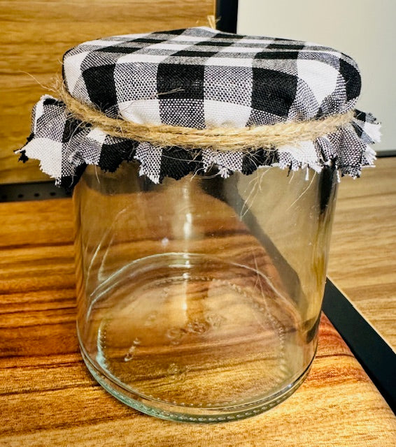 Fabric jar covers - black gingham
