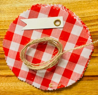 Fabric jar covers - red gingham