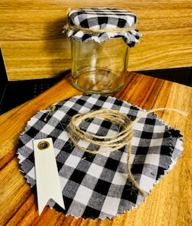 Fabric jar covers - black gingham