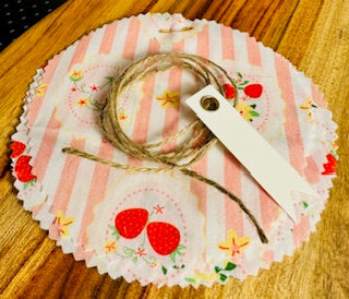Fabric jar covers - strawberries