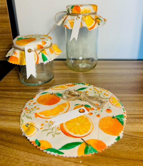Fabric jar covers - oranges