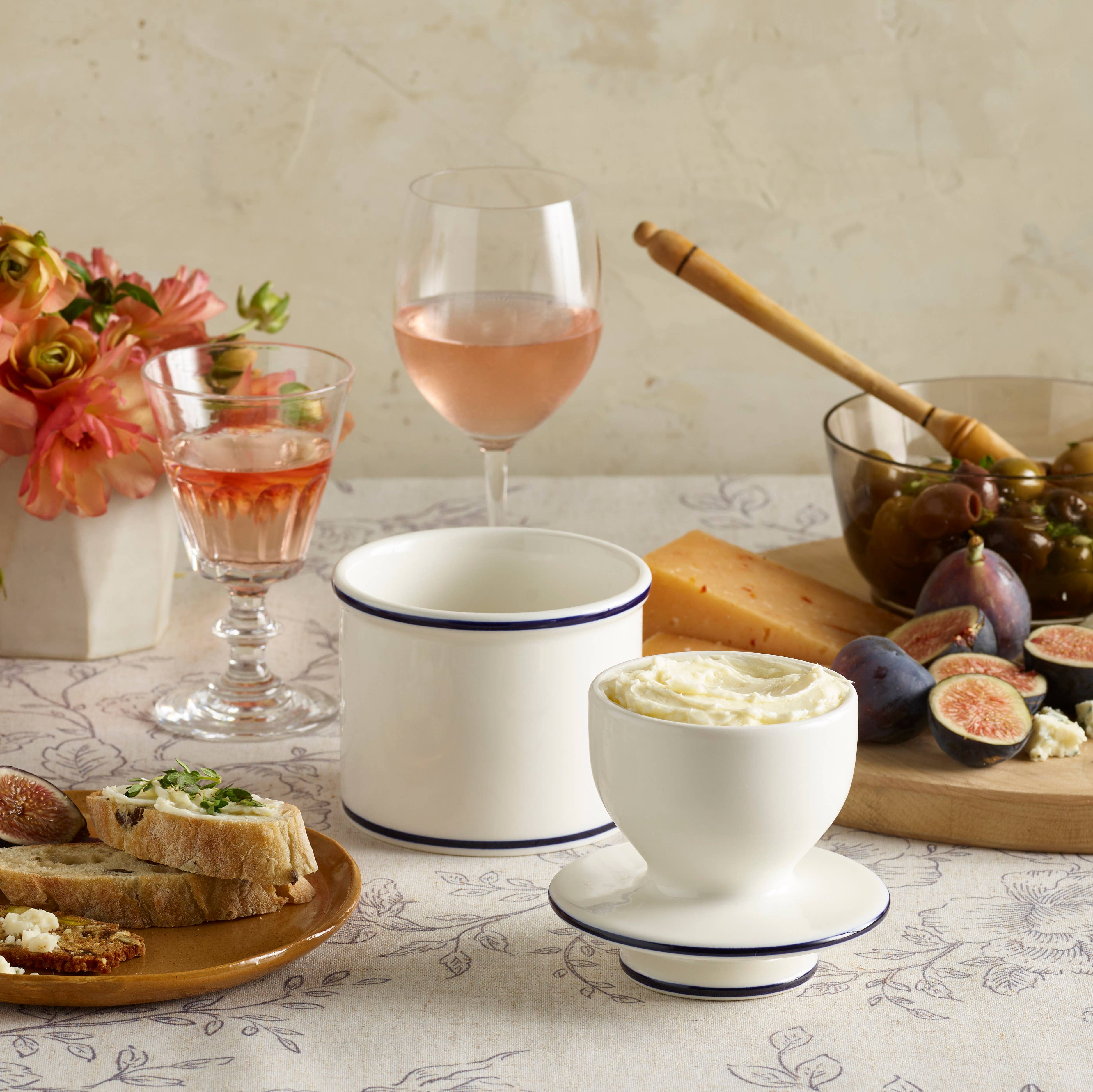 The Original Butter Bell® Crock - Bistro Blue Trim