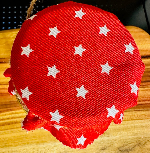 Fabric jar covers - christmas stars