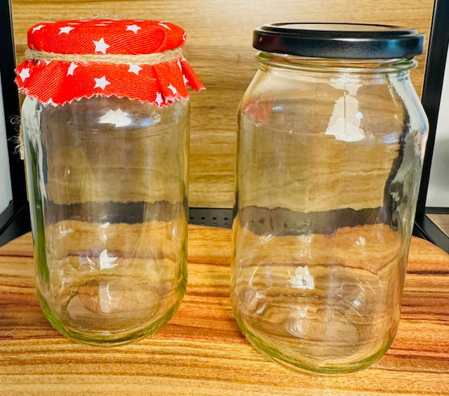Fabric jar covers - christmas stars