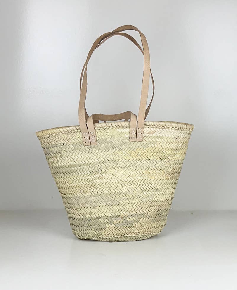 Handmade Straw Bag with Leather - French Market Chic