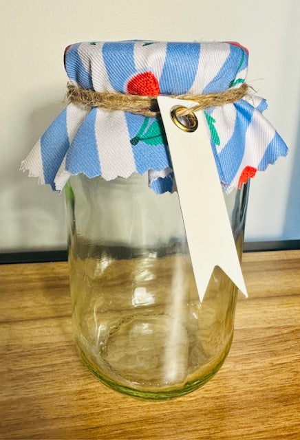 Fabric jar covers - cherries