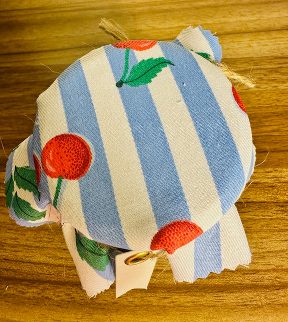 Fabric jar covers - cherries