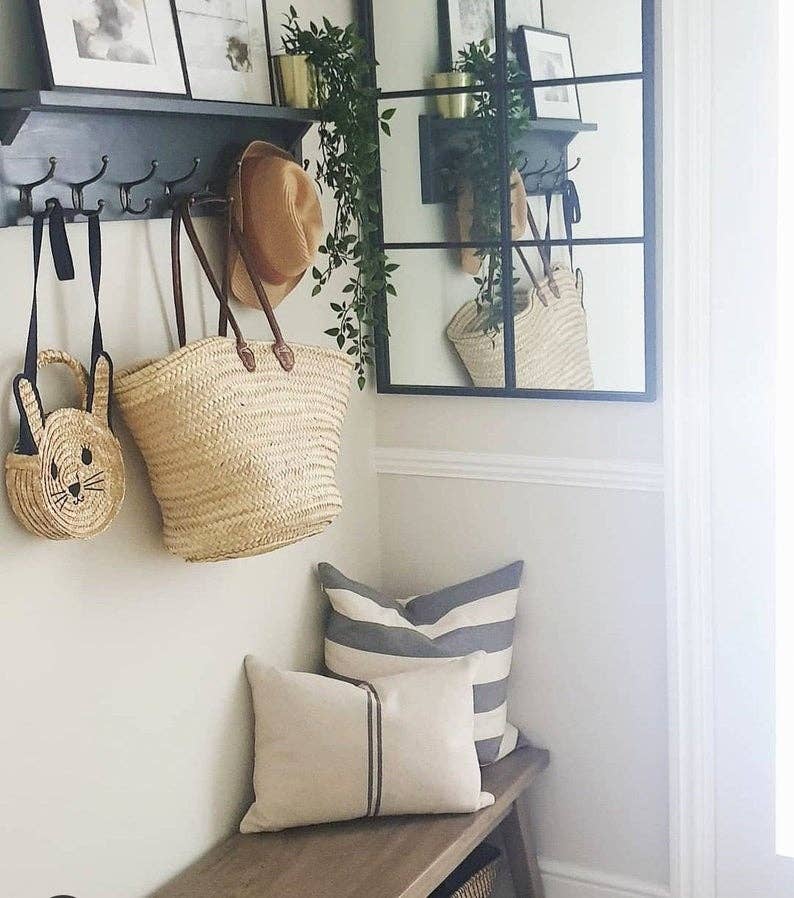 Handmade Straw Bag with Leather - French Market Chic