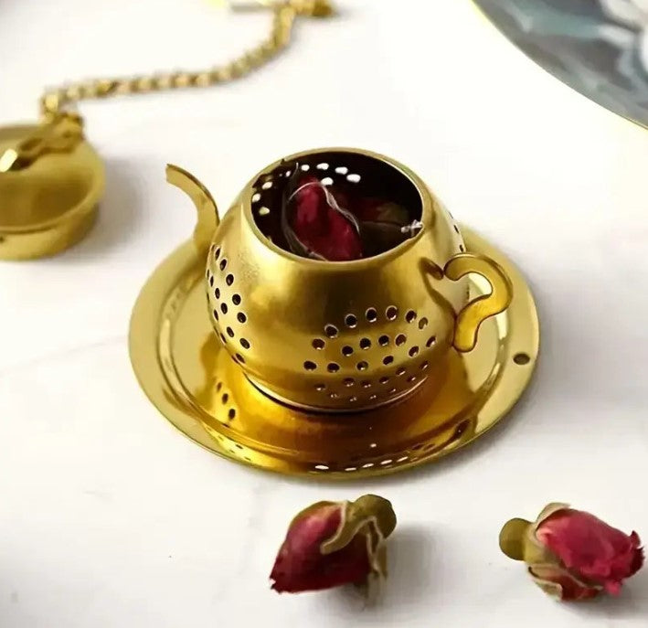 Tea Infuser | Golden Teapot with chain